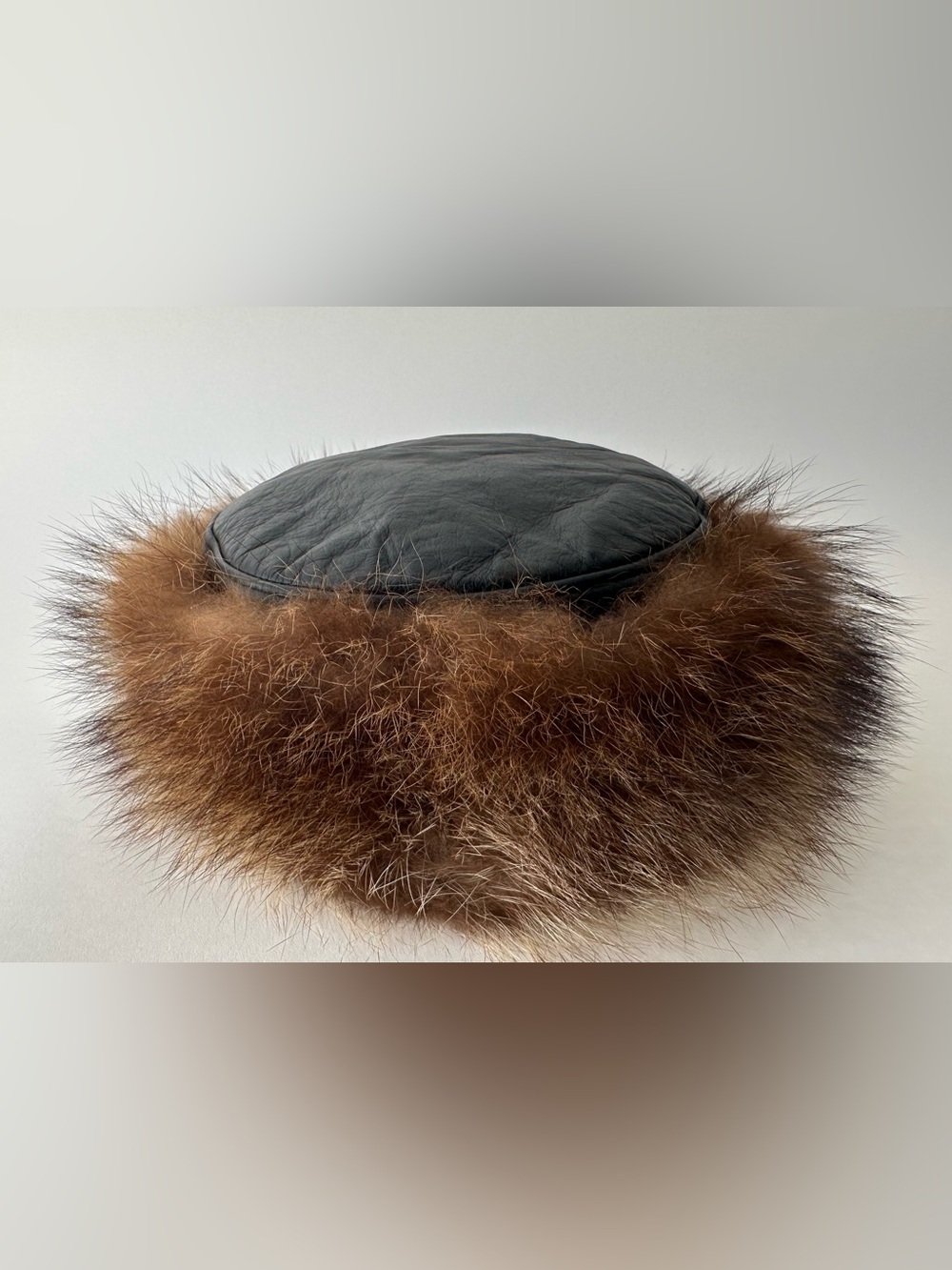 Harricana par Mariouche Recycled Fur & Genuine Leather Cossack Pillbox Hat
